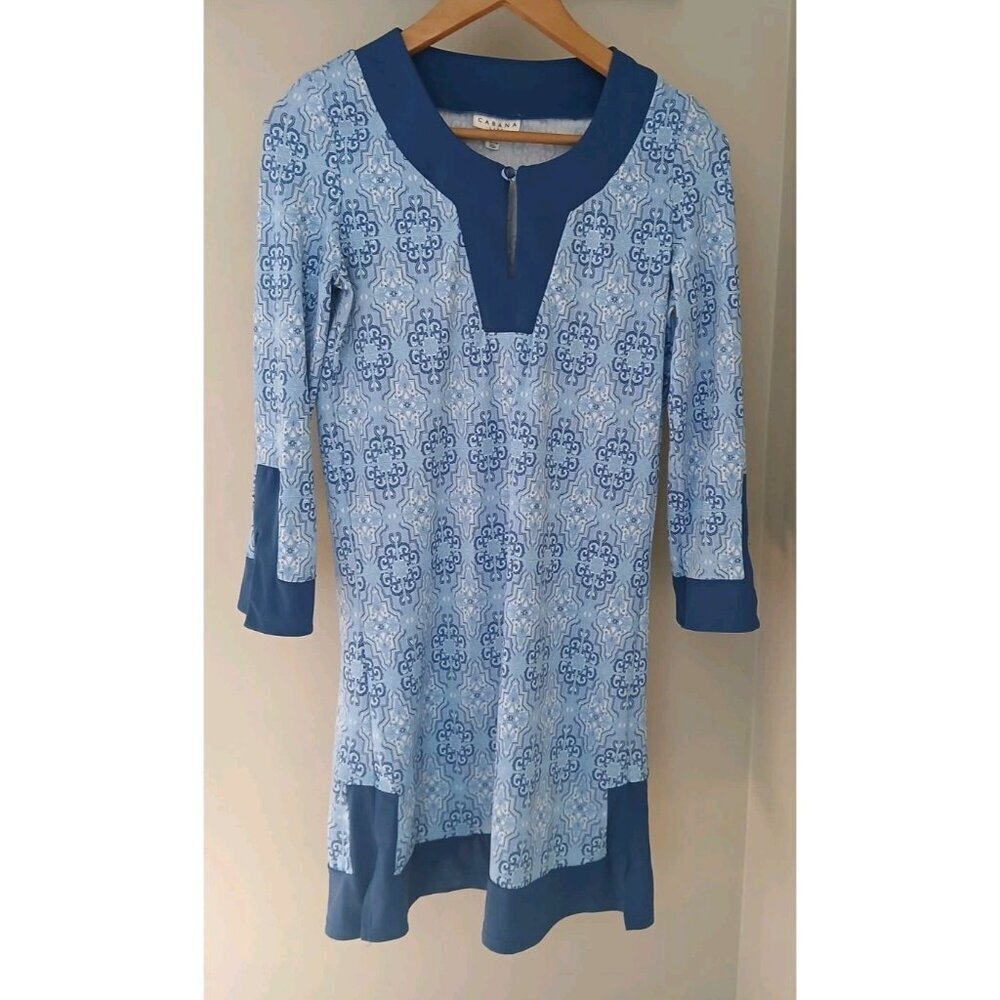 Cabana Life Moroccan Tile 3/4 Sleeve Dress